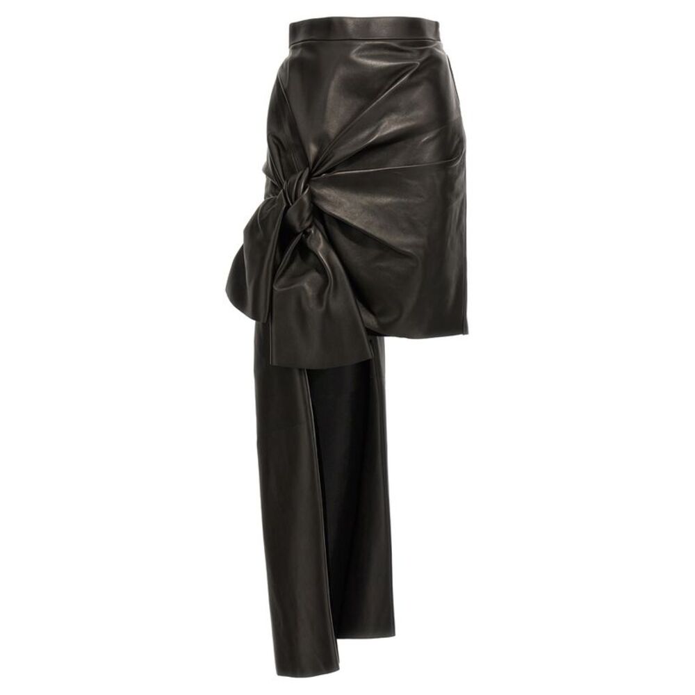 Alexander McQueen Black Lamb Leather Long Women's Skirt
